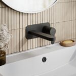Nuie Arvan Matt Black 2 Hole Wall Basin Mixer