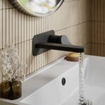 Nuie Arvan Matt Black 2 Hole Wall Basin Mixer