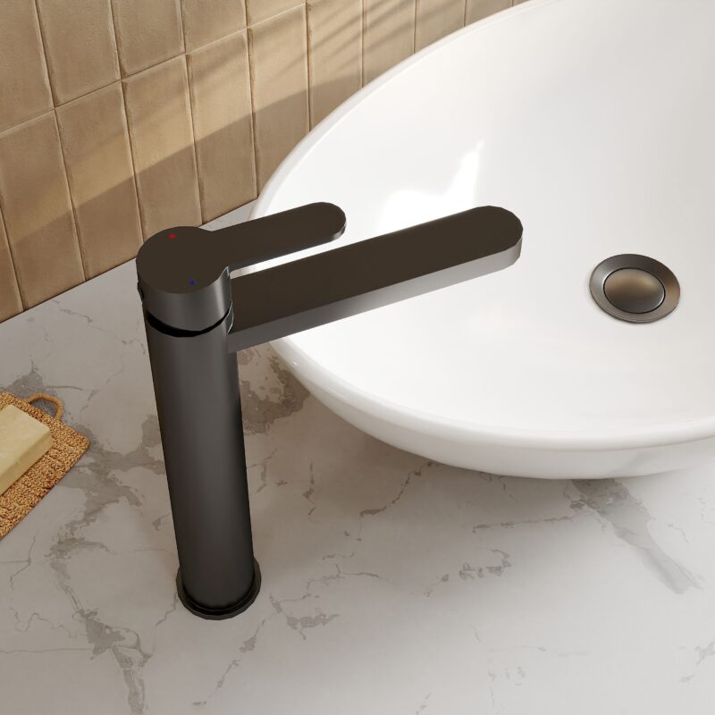 Nuie Arvan Matt Black High Rise Mono Basin Mixer