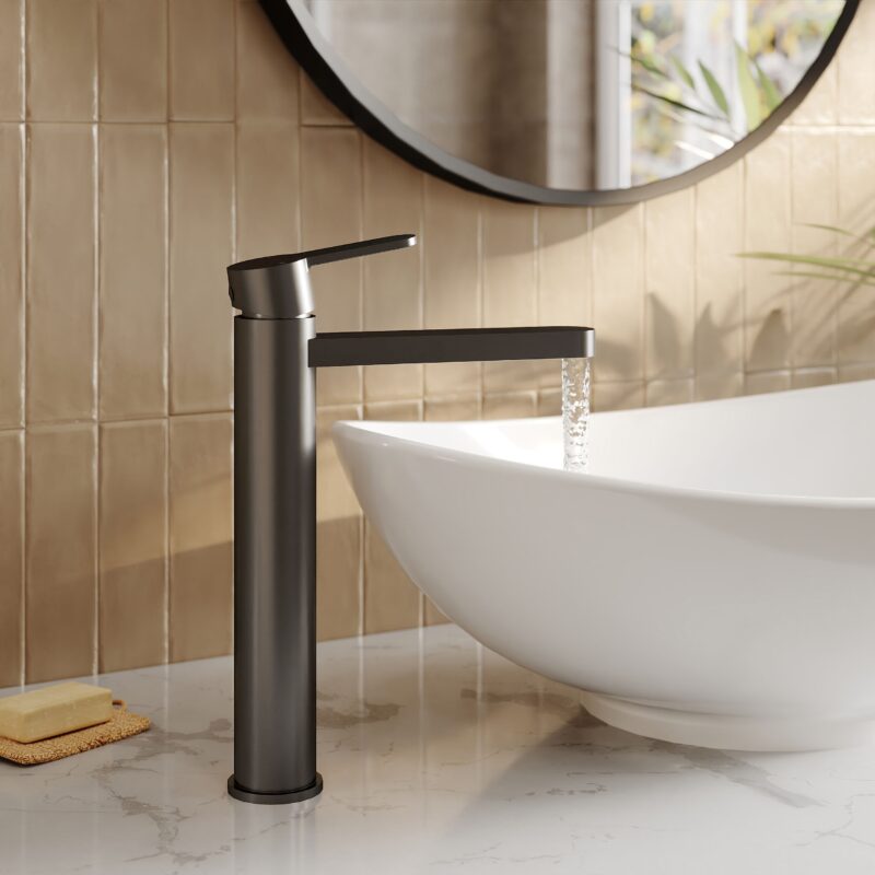Nuie Arvan Matt Black High Rise Mono Basin Mixer
