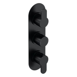 Nuie Arvan Matt Black Triple Thermostatic Shower Valve