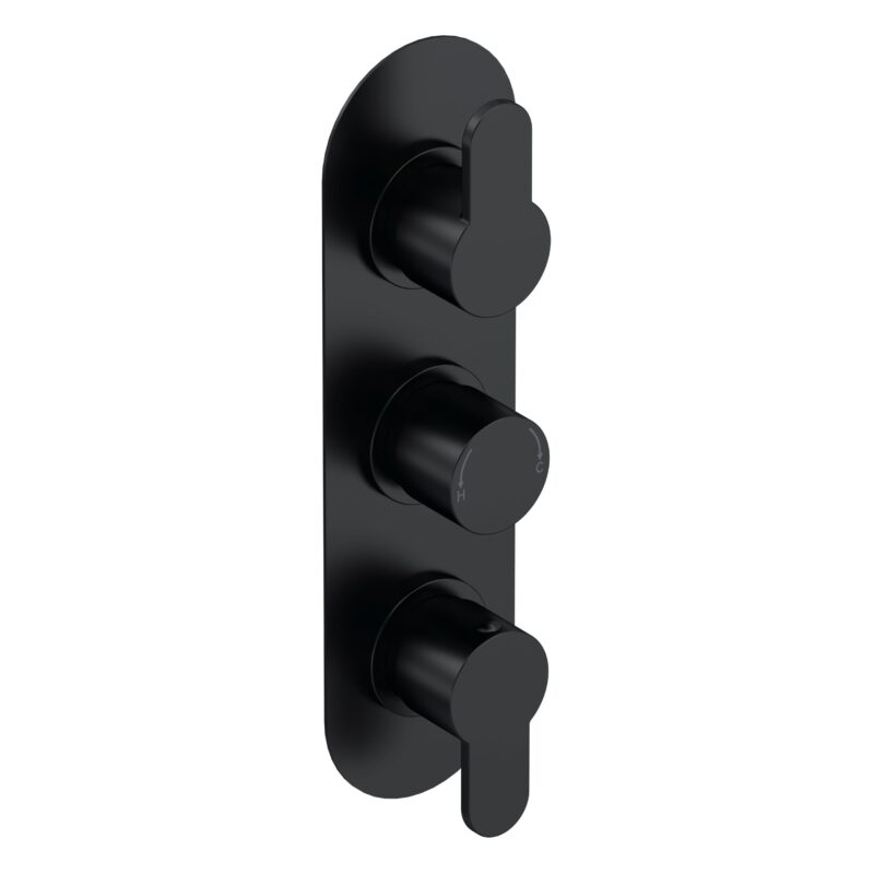 Nuie Arvan Matt Black Triple Thermostatic Shower Valve Nuie Arvan Matt Black Triple Thermostatic Shower Valve