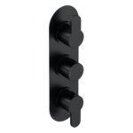 Nuie Arvan Matt Black Triple Thermostatic Shower Valve with Diverter