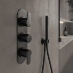 Nuie Arvan Matt Black Triple Thermostatic Shower Valve with Diverter