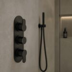 Nuie Arvan Matt Black Triple Thermostatic Shower Valve with Diverter