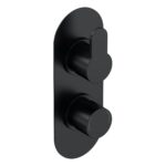 Nuie Arvan Matt Black Twin Thermostatic Shower Valve