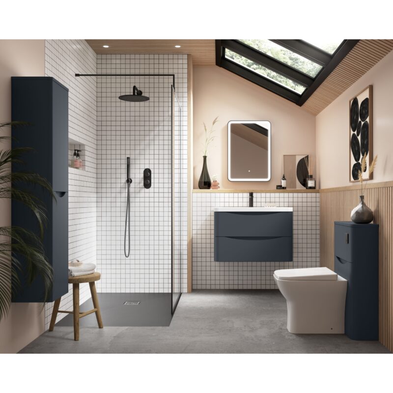 Nuie Arvan Matt Black Twin Thermostatic Shower Valve with Diverter
