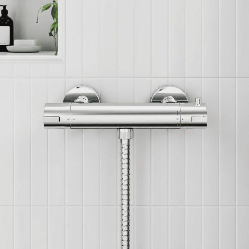 Nuie Arvan Chrome Thermostatic Bar Shower Valve