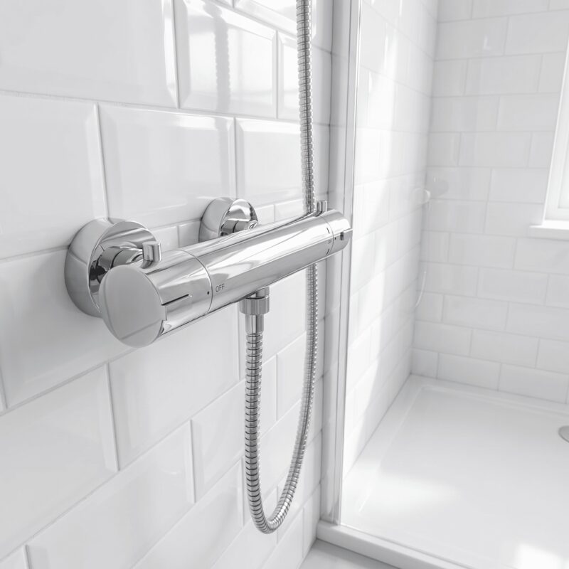Nuie Arvan Chrome Thermostatic Bar Shower Valve