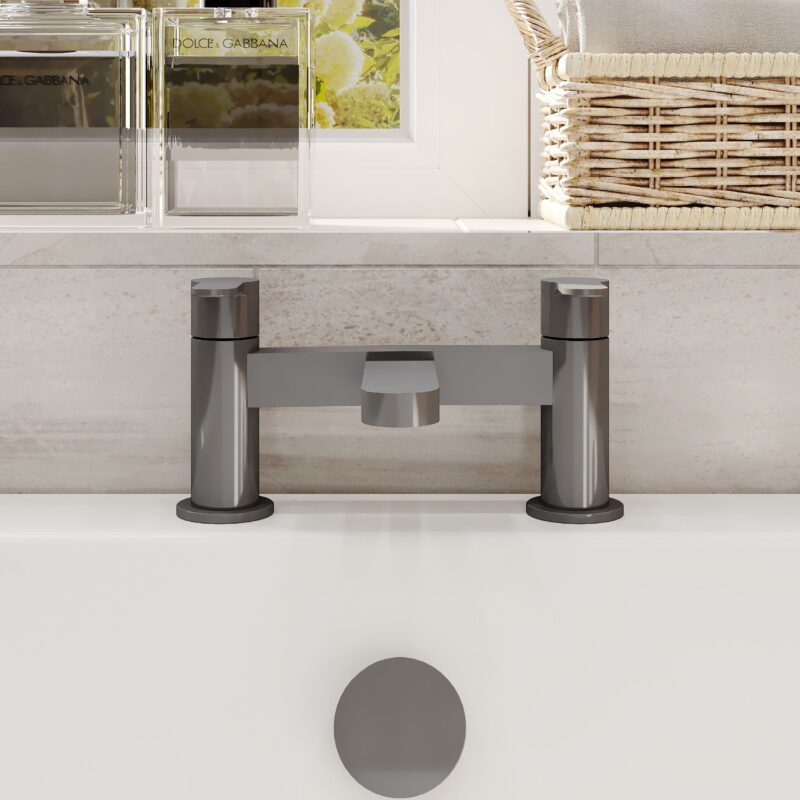 Nuie Arvan Deck Mounted Brushed Pewter Bath Filler