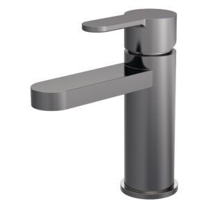 Nuie Arvan Brushed Pewter Mono Basin Mixer with Push Button Waste