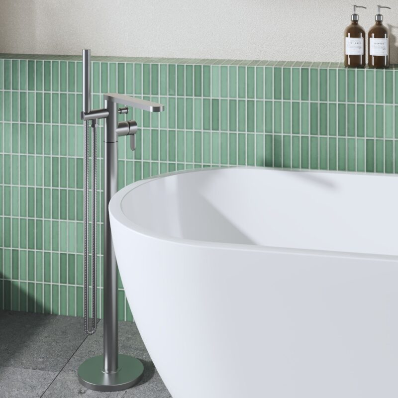 Nuie Arvan Brushed Pewter Freestanding Bath Shower Mixer
