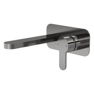 Nuie Arvan Brushed Pewter 2 Hole Wall Basin Mixer