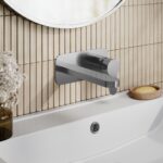 Nuie Arvan Brushed Pewter 2 Hole Wall Basin Mixer