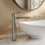 Nuie Arvan Brushed Pewter High Rise Mono Basin Mixer