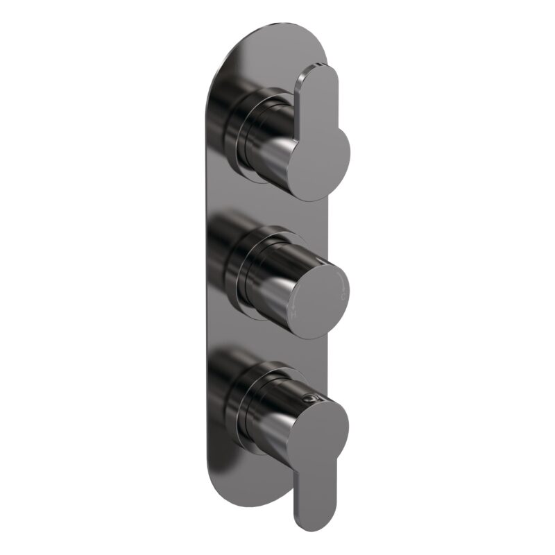 Nuie Arvan Brushed Pewter Triple Thermostatic Shower Valve Nuie Arvan Brushed Pewter Triple Thermostatic Shower Valve