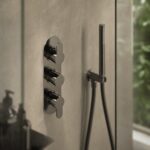 Nuie Arvan Brushed Pewter Triple Thermostatic Shower Valve