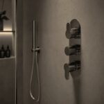 Nuie Arvan Brushed Pewter Triple Thermostatic Shower Valve