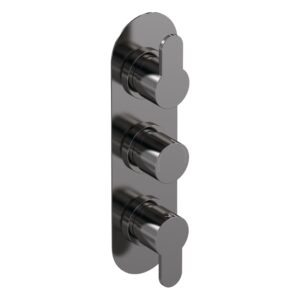 Nuie Arvan Brushed Pewter Triple Thermostatic Shower Valve with Diverter