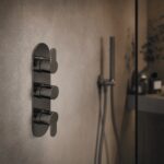 Nuie Arvan Brushed Pewter Triple Thermostatic Shower Valve with Diverter