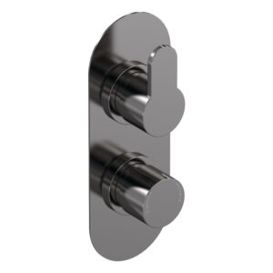 Nuie Brushed Pewter Twin Thermostatic Shower Valve