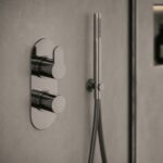 Nuie Brushed Pewter Twin Thermostatic Shower Valve