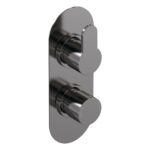 Nuie Arvan Brushed Pewter Twin Thermostatic Shower Valve with Diverter