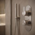 Nuie Arvan Brushed Pewter Twin Thermostatic Shower Valve with Diverter