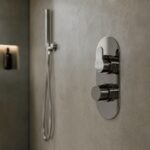 Nuie Arvan Brushed Pewter Twin Thermostatic Shower Valve with Diverter