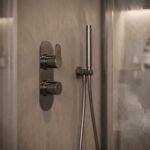 Nuie Arvan Brushed Pewter Concealed Thermostatic Twin 3-Way Shower Valve
