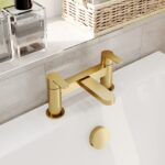 Nuie Arvan Brushed Brass Deck Mounted Bath Filler