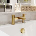 Nuie Arvan Brushed Brass Deck Mounted Bath Filler