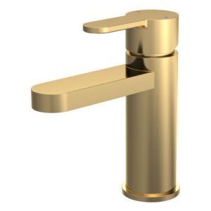 Nuie Arvan Brushed Brass Mono Basin Mixer with Push Button Waste