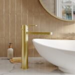 Nuie Arvan Brushed Brass High Rise Mono Basin Mixer