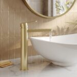 Nuie Arvan Brushed Brass High Rise Mono Basin Mixer