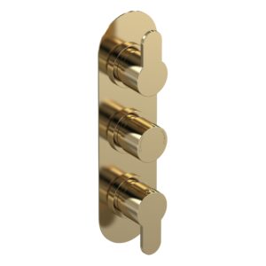Nuie Arvan Brushed Brass Triple Thermostatic Shower Valve