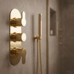 Nuie Arvan Brushed Brass Triple Thermostatic Shower Valve