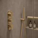 Nuie Arvan Brushed Brass Triple Thermostatic Shower Valve with Diverter