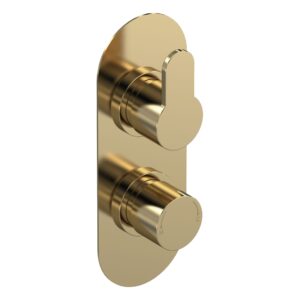 Nuie Arvan Brushed Brass Twin Thermostatic Shower Valve with Diverter
