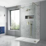 Nuie Arvan Brushed Brass Twin Thermostatic Shower Valve with Diverter