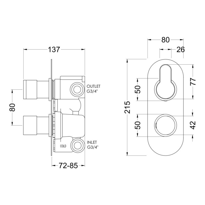 Nuie Arvan Brushed Brass Twin Thermostatic Shower Valve with Diverter