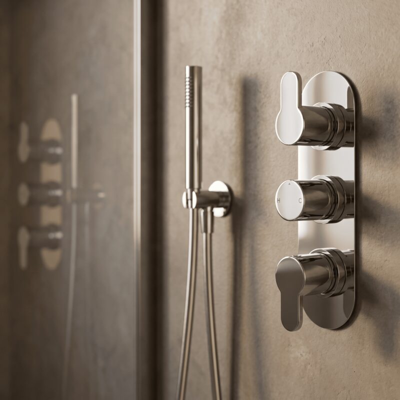 Nuie Arvan Chrome Triple Thermostatic Shower Valve