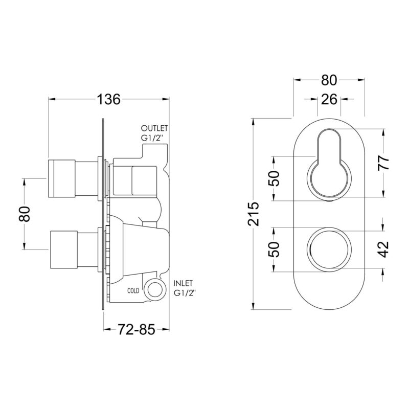 Nuie Arvan Chrome Twin Thermostatic Shower Valve
