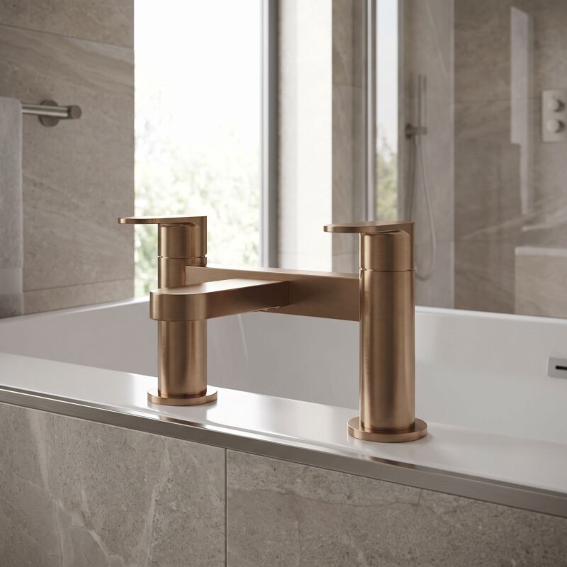 Nuie Binsey Deck Mounted Brushed Bronze Bath Filler