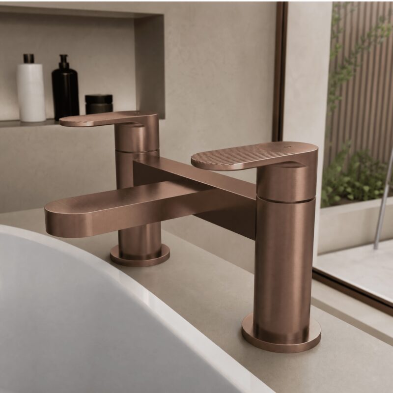 Nuie Cyprus Deck Mounted Brushed Bronze Bath Filler