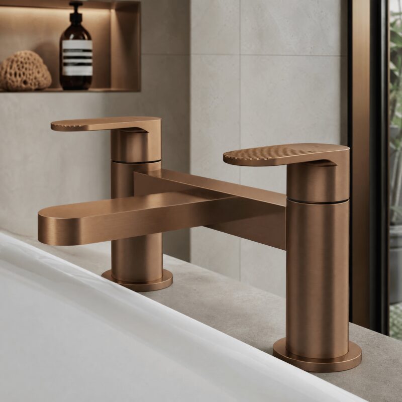 Nuie Cyprus Deck Mounted Brushed Bronze Bath Filler