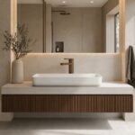 Nuie Cyprus Brushed Bronze Fluted Mono Basin Mixer with Waste