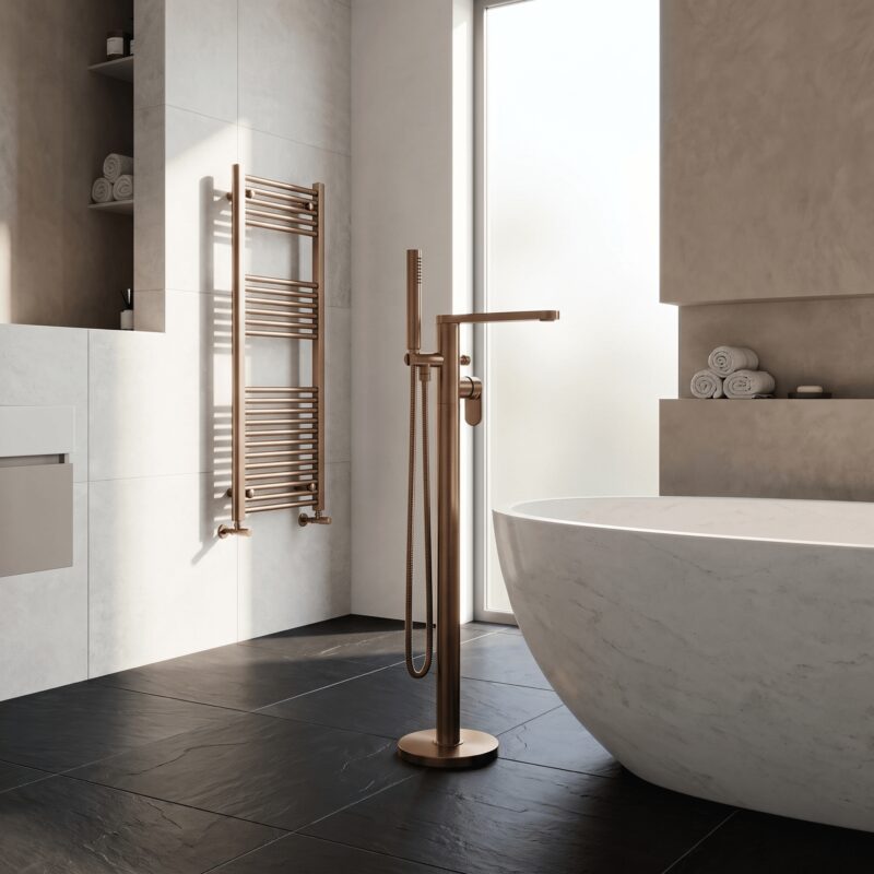 Nuie Binsey Brushed Bronze Freestanding Bath Shower Mixer