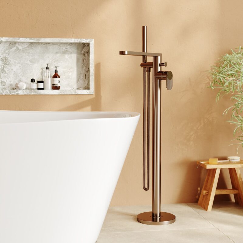 Nuie Cyprus Brushed Bronze Freestanding Bath Shower Mixer