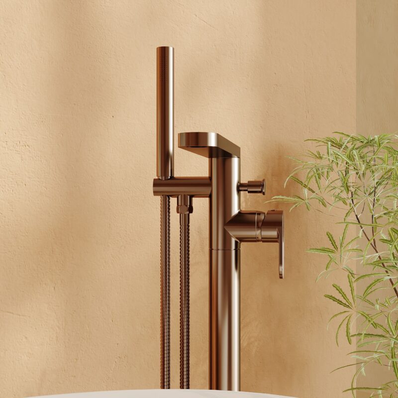 Nuie Cyprus Brushed Bronze Freestanding Bath Shower Mixer